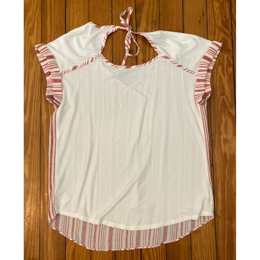 Cottagecore Fortune + Ivy shirt‎ Sz Med Orange White Short Sleeve Fairycore